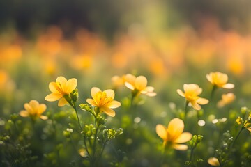  Ozark sundrops flower bokeh background, AI Generated