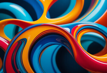 abstract colorful curved shapes resembling oil painting high details high definition vibrant