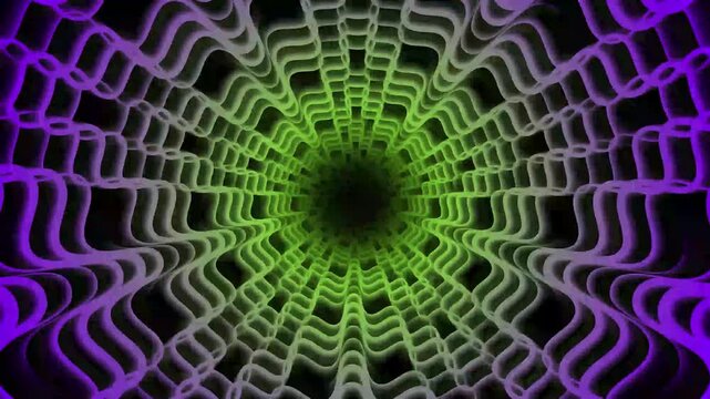 Abstract dark green pattern tunnel animation