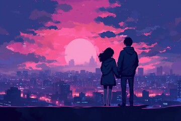 Couple city architecture outdoors.