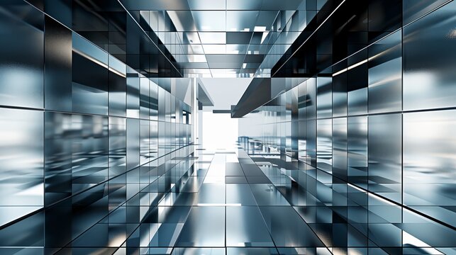 Abstract background showing metallic cubes forming a corridor