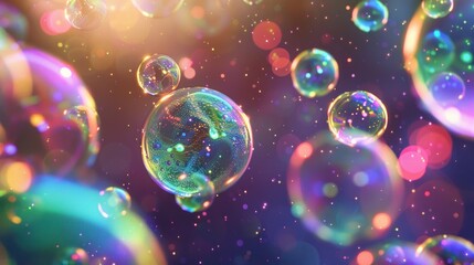 Rainbow Bubbles and Colorful Lights