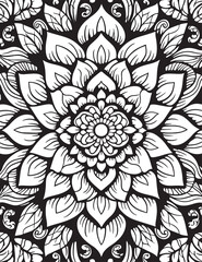 Flowers Coloring Silhouettes black and white vector illustration Free Download