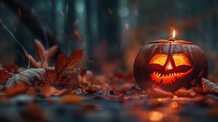 Jack-O'-Lantern in the Forest