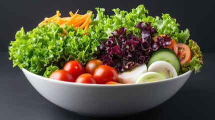 A fresh salad bowl with colorful vegetables, symbolizing healthy eating habits