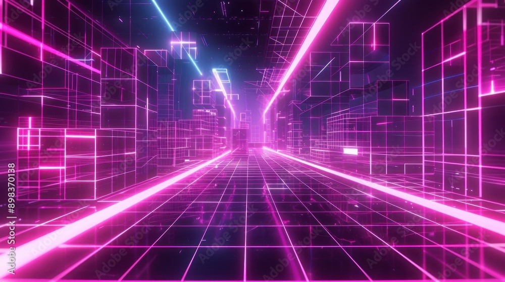 Canvas Prints Neon Cityscape: A Futuristic Digital World