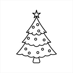 Create a Christmas tree line art vector