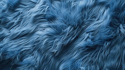 Fototapeta premium Close-up of bright blue synthetic fur showcasing soft, fluffy texture. Concept of fabric and textile texture.