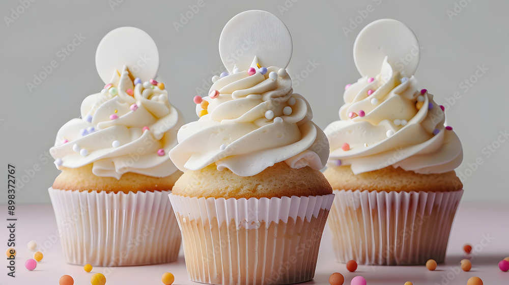 Poster Vanilla Cupcakes with Blank Topper Mockup Display