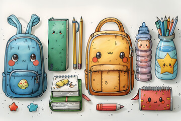 Watercolor school. Illustration clipart isolated on white background