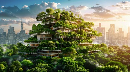 Obraz premium Dive into sustainable solutions featuring renewable energy systems green products and eco friendly building designs driving the next wave of environmental technology advancements