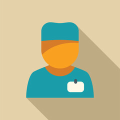 Flat style icon of a surgeon wearing scrubs with a long shadow