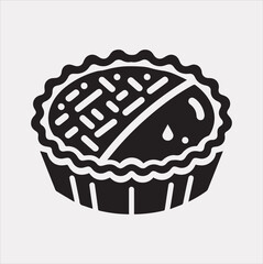 Pie icon silhouette vector on a white background