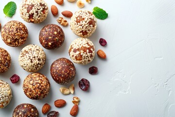 Healthy energy balls made of dried fruits and nuts healthy food.