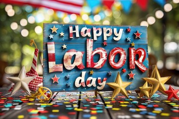 Labor Day celebration board with American theme