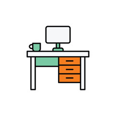 Desk icon design with white background stock illustration