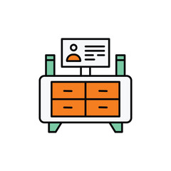 Tv Table icon design with white background stock illustration