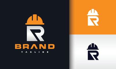 letter R construction helmet logo