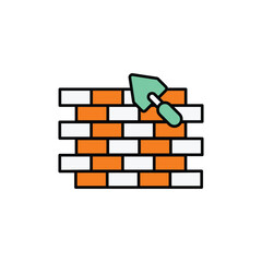 Brick Wall icon design with white background stock illustration