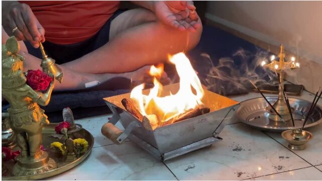 Rare havan pooja performed at home