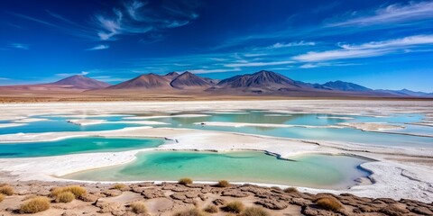 Lithium fields in the Atacama desert in Chile South America  a surreal landscape where batteries are born Generative By AI