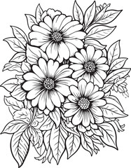 Flowers Coloring Silhouettes black and white vector illustration Free Download