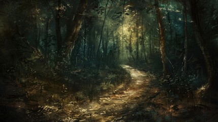 Obraz premium Dark trail in the woods