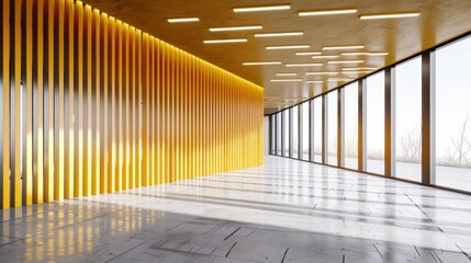 Modern Interior Design with Yellow Wall and Window View