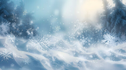 Naklejka premium A Snow-Covered Landscape Bathed in Light