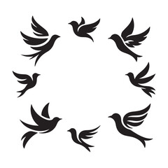 Birds Logo Iconic Silhouette Vector