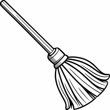 black and white mop cleaning clip art preview