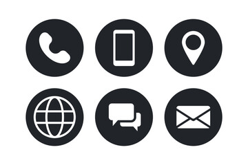 Set of isolated black phone communication buttons on white background. Vector icons for mobile devices in flat style