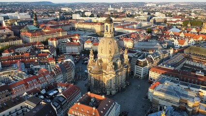 Aerial view of the Frauenkirche in Dresden