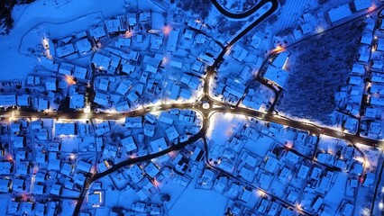 city lights at night in the austrian alps