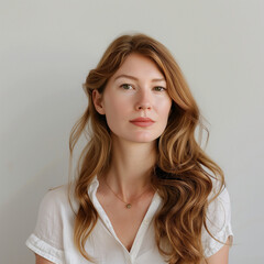 Fototapeta premium Portrait of a girl in a white shirt with long hair
