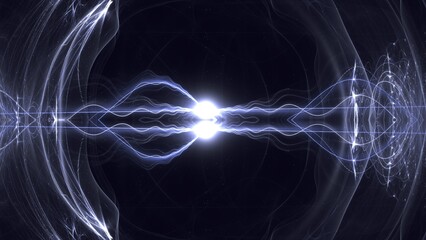 energievoller leuchtender Lichtschweif, Blitz, Energie, Reaktion, Spannung, Technik, Wissenschaft, Elektrizität, Dynamik, wolkenförmig, futuristisch, Design, Hochspannung, Energieversorgung, blau
