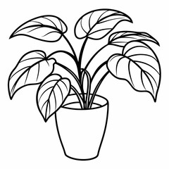 Line art of Philodendron 