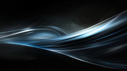 Abstract blue light effect flowing on black background