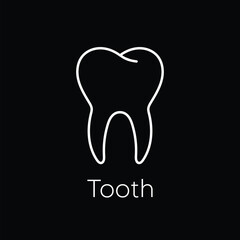 Tooth line icon isolated on black background. Dental symbol. Vector illustration.