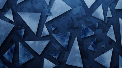 A navy background with triangle shapes in navy and light blue tones.