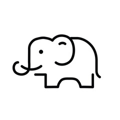 Simple and minimal elephant line art logo illustration. Modern vector line icon isolated on white background.