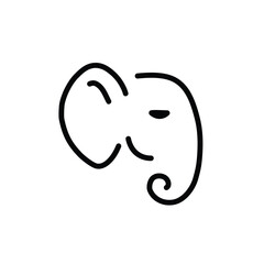 Simple and minimal elephant line art logo illustration. Modern vector line icon isolated on white background.