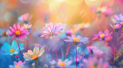 Blurred background with colorful flowers