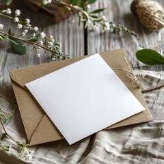 empty invitation letter mockup with rose flower  " ai generated "
