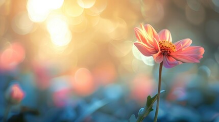 Fototapeta premium Blurred backdrop featuring a pink flower