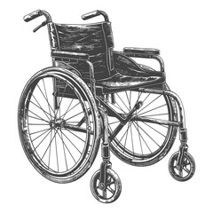 Obraz premium Hand Drawn Sketch of a Wheelchair with Large Wheels
