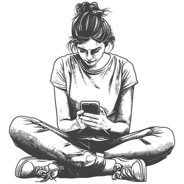 Woman Sitting with Legs Crossed Holding a Smartphone