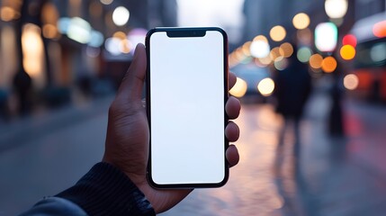 Hand Holding a Smartphone: A hand holding a modern smartphone, with the screen displaying a social media app.
