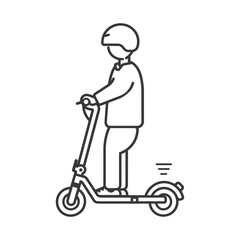 Line Drawing of Person Riding an Electric Scooter