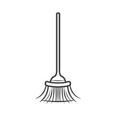 Black and White Line Art Illustration of a Broom